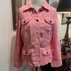 J.Jill Pinkish Red Linen Jacket Size M